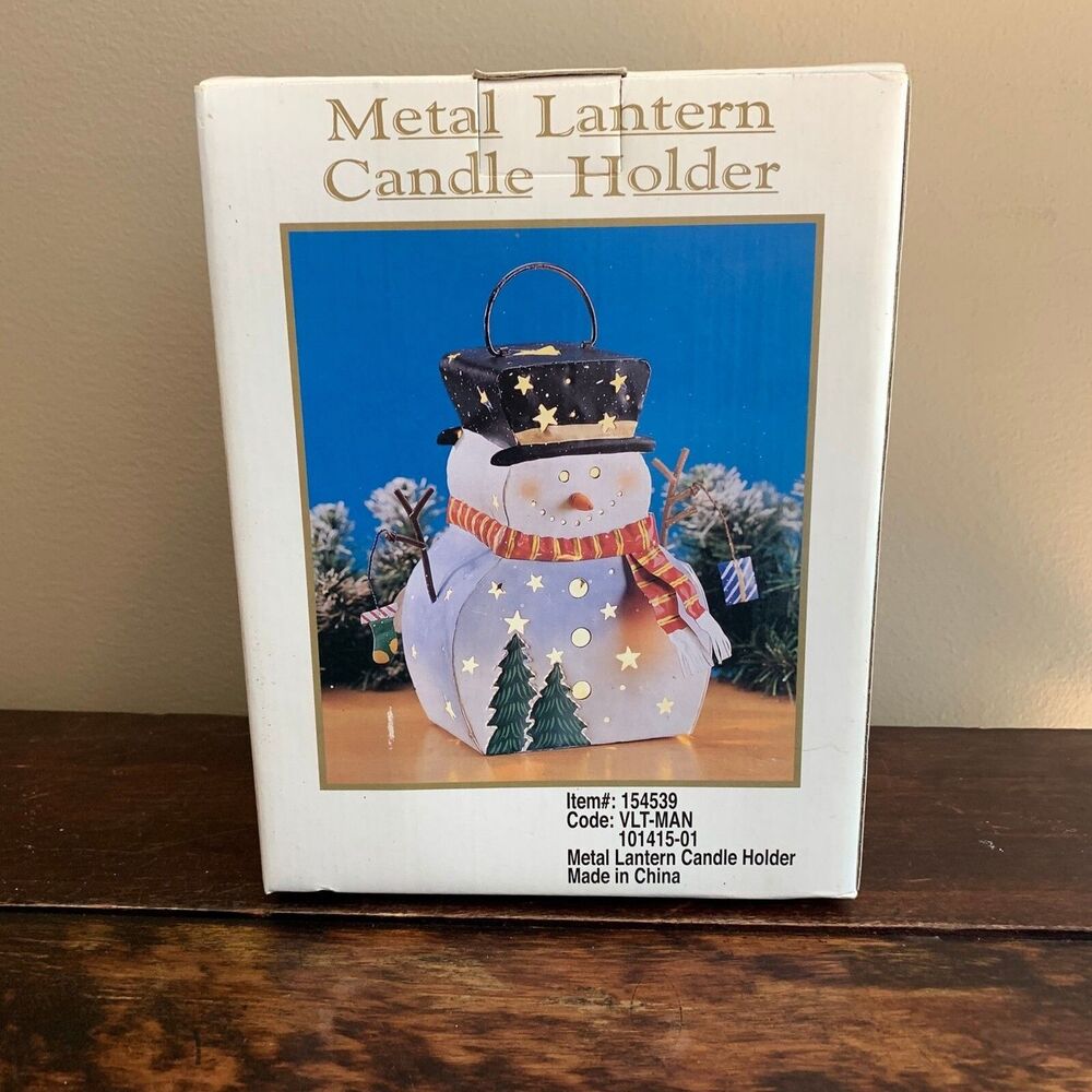 Metal Snowman Lantern Votive Holder Christmas‎ & tea light candle Holiday Stars
